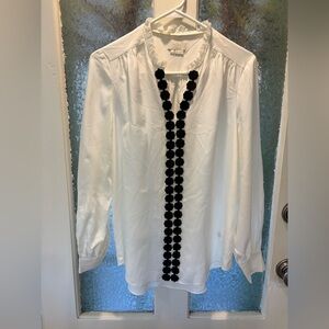 Kate Spade White Blouse with Black Accents Silk S